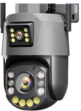 VEKELETE Telecamera PTZ Wi-Fi da 6 MP con Zoom Ottico 36X, Doppia Lente, 4K, for la sorveglianza di Esterni, Distanza di Visione IR Ultra Lunga 495 M(U/K,6MP ADD 64G Card)