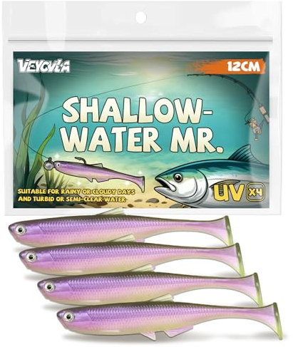 VEYCVLA Fishing Gummifische Zander barsch 12 cm 4 Stück Gummiköder Zander-Angeln-Softbait Angelköder,Gummi Fische Gummifisch Set Zander-Gummifisch Zander Köder