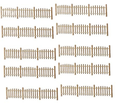 Xgdsnly 10 Pezzi Mini Recinzione Modello Ferroviario Ringhiera Barriera in Miniatura Accessori per Modellismo in Legno Adatto per Modellismo Ferroviar, Stile F