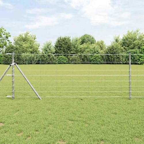 QJBSAVVA Wildzaun 50 m x 0,8 m verzinkter Stahl, wetterfeste Weidezaun-Rolle ohne Montage für Hunde, Kaninchen, Hühner