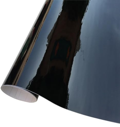 Graargpro Selbstklebende Autoaufkleberrolle mit Luftkanälen, 20 x 152 cm, Hochglanz-Autofolie für den Innen- und Außenbereich, Schwarz