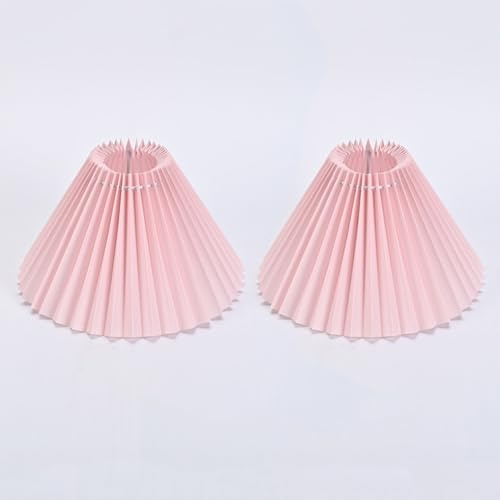 Xiyocadt 2 Stück Lampenschirm Tischlampe, Kunststoff Plissee Lampenschirme, Lampenschirme zum Aufstecken für Tischleuchten, Wandleuchten, Stehlampe (Rosa)