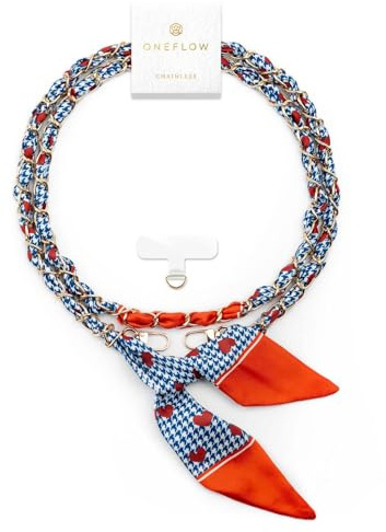 ONEFLOW Universal Handykette zum Umhängen, Designer Handyband für Hüllen, Scarf Kette abnehmbar mit Karabiner ohne Handyhülle für alle Smartphones, Chainless Silk Liaison