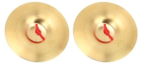 Crash-Becken, 2-teiliges 5,79-Zoll-Handtrommel-Becken-Set aus Messing, Schlaginstrument, Handbecken für Gebete mit traditioneller Instrumentenmusik, heller Klang mit roten