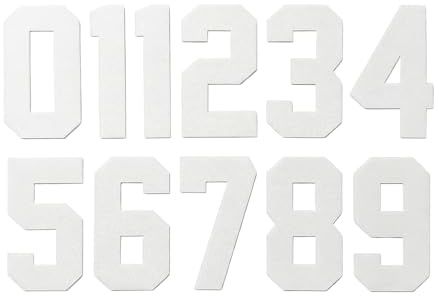 22 Pcs 8 Inch Iron On Numbers 0-9 White Clothing Patches | For Football Shirts Soccer Jerseys DIY Clothes Decoration and Custom Printing