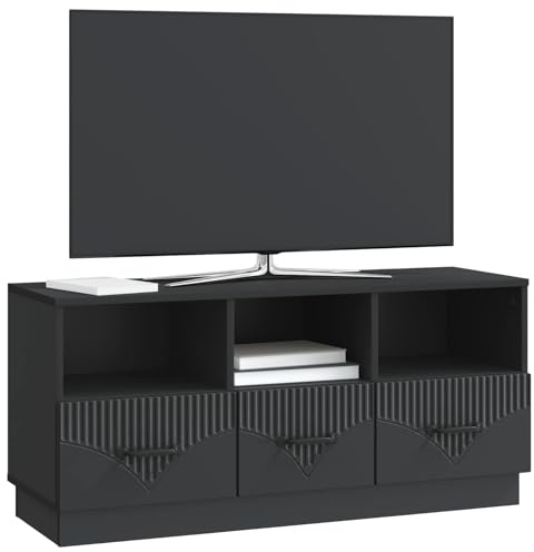 vidaXL TV-Schränk Schwarz 102 x 34,5 x 47 cm Holzwerkstoff, Wohnzimmer Deko, modernes rechteckiges Entertainment Center, viel Stauraum, kompakter TV-Ständer, Medieneinheit