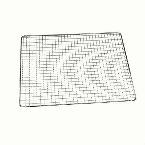 Crabop Rectangular BBQ Grill Mesh, Galvanized Steel Wire Net 50x35cm, Heat Resistant Barbecue Rack for Outdoor Cooking Fish Meat Vegetables(50 * 35CM)