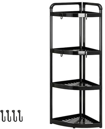 Organizzatore angolare a 3 livelli per il bagno, autoportante, in plastica, per doccia, con ripiani portaoggetti, carrello multiuso su ruote, sottile e salvaspazio, porta articoli da toilette.