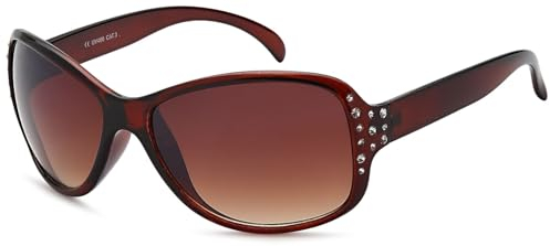 styleBREAKER Damen Butterfly Sonnenbrille mit Strass und Verlaufstönung, Schmetterlingsform 09020054, Farbe:Gestell Braun/Glas Braun Verlauf