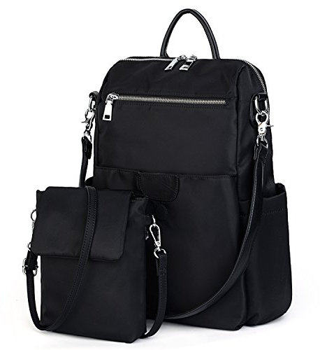 UTO Rucksack Damen Wasserdicht Stoff Schule Schulrucksack Rucksackhandtaschen mit Abnehmbar Crossbody Schultertasche 2 in 1 Multifunktion Magnetischer Klappdeckel Daypacks Modisch Umhängetasche