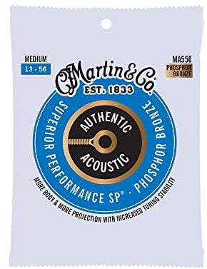 MARTIN Cuerdas para guitarra acústica, Superior Performance Medium 13-56, 92/8 Fósforo Bronce (MA550)