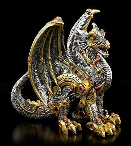 Fantasy Steampunk Drachen Figur - Killing Machine, klein | Dekofigur, handbemalt