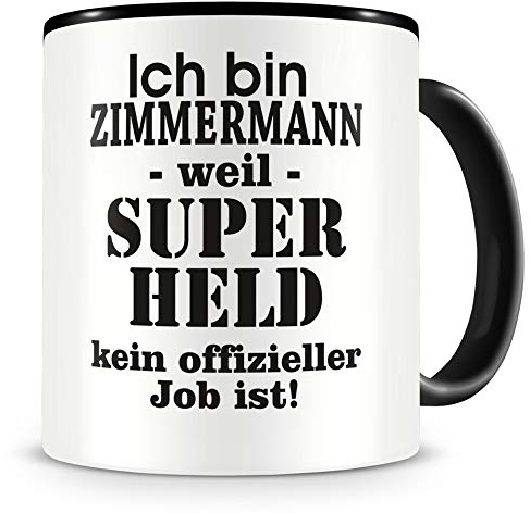 Samunshi® Zimmermann Tasse mit Spruch Geschenk für Zimmermann Mann Frau Kaffeetasse groß Lustige Tassen zum Geburtstag schwarz 300ml