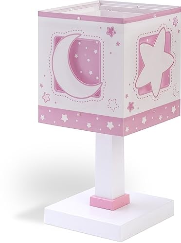 Dalber - Lampada da tavolo E-14, Chiaro di luna rosa, Multicolore, 14 x 14 x 29