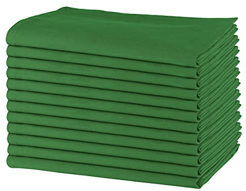 Sweet Needle - Pack of 12-100% Cotton Oversized Dinner Napkins 45 CM x 45 CM (18 IN x 18 IN), Green - Heavy weight fabric for daily use with Mitered corners finish, Green