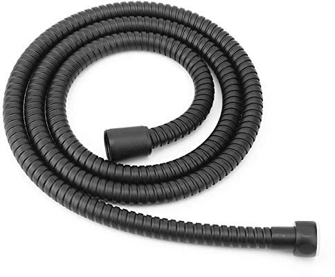 Fdit 1.5m Tout métal Tuyau de Douche Noir Mat en Acier Inoxydable Haute Pression Tuyau Flexible Accessoire de Salle de Bain Chrome Extra Commercial Grade Acier Inoxydable pour Tenue à la Main