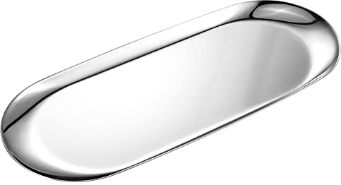 Bidponds Silver Oval Vanity Tray, Stainless Steel Jewelry Tray, Bathroom Tray, Makeup Cosmetic Trays,Towel Napkin Tray,Storage Organizer,11.8 x 4.8 inches (L*W), Large