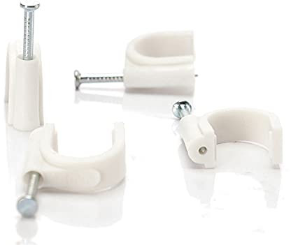 7 Pezzi Da 20mm Di Fermacavo con Chiodo, Graffette Clip per Cavi, Fermacavi Muro Rotondo, Tante Altre Misure Disponibili