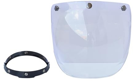 Aumotop Visiera per Casco Universal, Visiera Casco 3 Bottoni, Visiera a Lente Moto Anti UV AntiGraffio, per Caschi Aperti, 6 Colori Disponibili