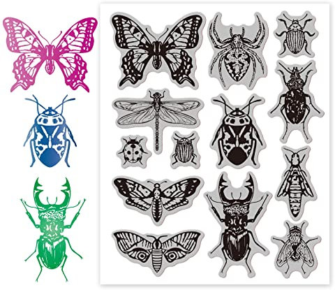 GLOBLELAND Stempel Insekt Scrapbooking Stempel Libelle Schmetterling Marienkäfer für Kartenherstellung und DIY Scrapbooking Dekor
