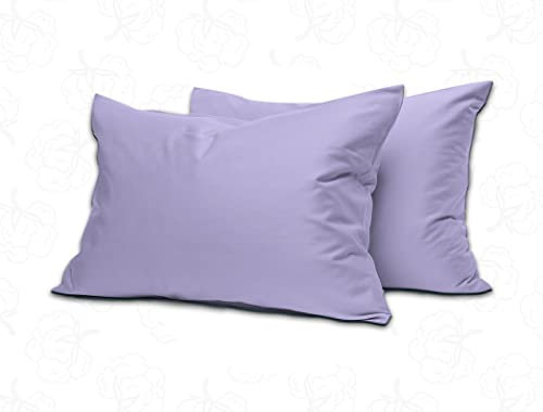 MistyMorning Pillow Cases 2 Pack Soft & Premium Quality Bedding & Linen, Egyptian Cotton 200 Thread Count, Breathable & Envelope Closure in Standard Size (50x75+15 cm) (Lilac, Pack of 2)