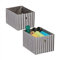 Relaxdays Aufbewahrungsbox, 2er Set, Stoffbox rechteckig, HBT: 16 x 20 x 25 cm, gestreift, Ordnungsbox offen, grau/weiß