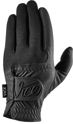 VICE Golf Duro Black | Golfhandschuh | Eigenschaften: sehr strapazierfähiges Synthetisches Wildleder, hervorragende Passform und Haptik (ML, Links)