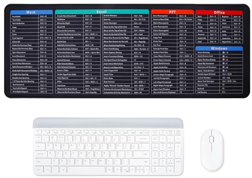 Partideal Keyboard Excel Shortcuts Mouse Mat,Quick Key Super Large Gaming Mouse Pad,Anti-Slip Multifunctional Computer Mat,Keyboard Pad for Office Home Desk Pc Laptop (80x30x0.2cm)