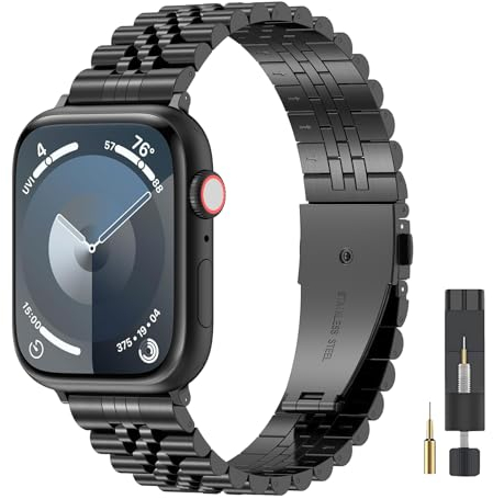 EZMVZKU Metalica Correa Compatible con Apple Watch 49mm 45mm 44mm 42mm, Acero Inoxidable Correas para iWatch Series 9 8 7 6 5 4 3 2 1, Metalica Banda para Ultra/Ultra 2/SE/SE 2-black