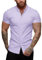 URRU Chemises de Robe Musculaire pour Hommes Slim Fit Stretch Manches Courtes Casual boutonné Chemises pour Hommes, Violet Clair, XL