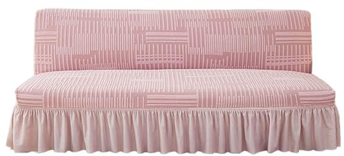 ZRCYXDW élastique Housse Clic Clac, épaisse Housse De Canapé Clic Clac avec Ourlet De Jupe Amovible Pliant Housse de Canapé sans Bras Lavable-Rose-Medium