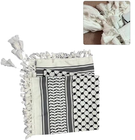 SHOOYIO Arafat Hijab Schal mit Quasten, Bandana, Bandana, für Erwachsene, Wüste, arabisches Shemagh-Kopftuch, Arabisch, Dubai, Saudi-Kopftuch
