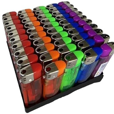 Laxis Pack of 5/10 – Multicolor Lighters - Refillable Lighters - Use for Camping, BBQ, Fireworks - Child Safe with Adjustable Flame... (Pack of 5, 5, count)