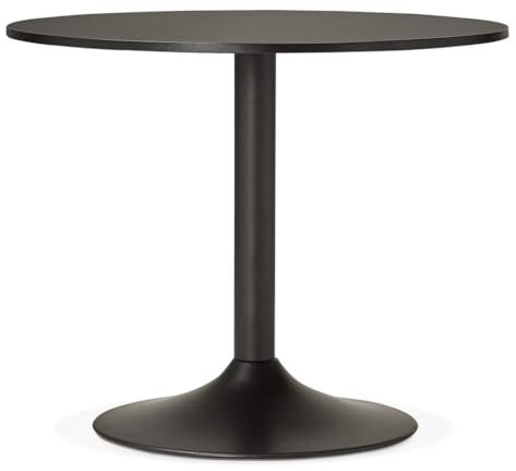 Runder Esstisch fürs Büro Ø 90 cm | Kompakter Küchentisch Schwarz | Ideal für kleine Räume | für Büroküche & Kantine | Robuste Melaminplatte & Metallgestell | Flexibel einsetzbar | Pflegeleicht