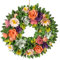 Spring Wreath Natural Wooden Garland Ornament Floral Evergreen Spring Wreaths for Front Door Summer Decoration Garden Ornaments Outdoor 32cm (Green, Purple & Orange)