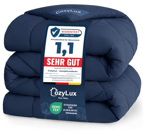 CozyLux Bettdecke 155x220 cm Marineblau für 4 Jahreszeiten | Bettdecke ohne Bezug Mikrofaser, Füllung 300 g/m², OEKO-TEX 100, Steppdecke mit 4 Eckschlaufen, Maschinenwaschbar