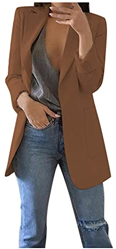 Blazer élégant à manches longues pour femme - Couleur unie - Avec poche à | Veste blazer pour le travail, le bureau, le sport, les loisirs, les affaires, la transition, le travail