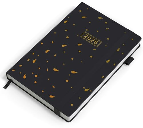 DeDe Bee Kalender 2026 Wochenplaner, Terminplaner buchkalender, A5 Gebundene Ausgabe Tagebuch, Mehrsprachiges, 1 Woche 2 Seiten, Januar 2026 - Dezember 2026 (Schwarz)