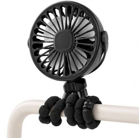 Sxhlseller Flexibler Stativ-Clamp/Holder-On-Ventilator, Kinderwagen-Ventilator, Leichter, Tragbarer, Batteriebetriebener Kühlventilator für Reisen Im Freien (BLACK)