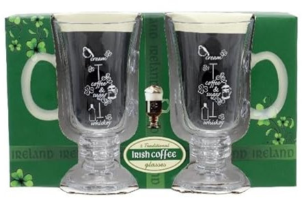 Set of 2 Irish Coffee Glasses and Receipe