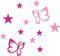 AnoLetterFoil B4S rosa pink Selbstklebende Deko Elemente - Schmetterlinge und Sterne - Aufkleber für Aussen- und Innenbereich, Türaufkleber, Autoaufkleber, Beschriftung, Namen, Kindernamen, Kinderzimmer, Sticker auch als Wandtattoo, Fensteraufkleber und Türen
