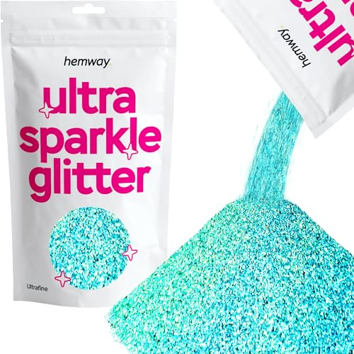 Hemway Ultra Sparkle Glitter - Turquoise Blue Holographic | 100g Metallic Flakes for Resin & Epoxy Crafts | Supplies for Tumblers, Festival, Hair, Face, Body, Eye & Nail Art Decoration