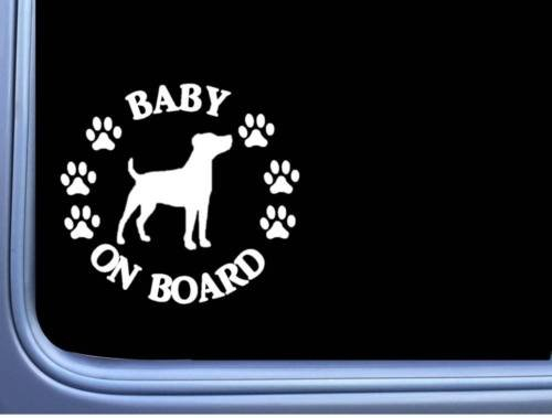 myrockshirt® Aufkleber Baby on Board Jack Russel Hund Pfoten 17 cm Autoaufkleber Auto Sticker Lack Heckscheibe Baby Bord