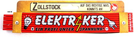 2 Meter Zollstock mit Aufschrift | Spruch - Elektriker, Ein Profi unter Spannung - 2m Gliedermaßstab Geschenk für Männer Handwerker Heimwerker zum Geburtstag Holz