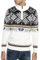 Redbridge Strickpullover für Herren Norweger Pullover Stehkragen Reißverschluss Weiß L
