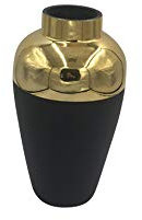 mucHome Vase Glas Bauchig Schwarz Gold H:28cm Durchm.:16cm Dekovasen Blumenvasen Deko