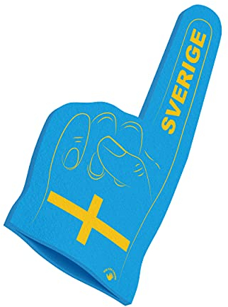 HIGH FIVE FINGERS Svezia Campionato Europeo Coppa del Mondo Bandiera Olimpica | Mano di Schiuma per Giochi, stadi ed Eventi | Taglia Unica | 44x22x2,5 cm |
