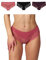 Snocks 3er Pack Hipster Lace - Damen Baumwolle Panties mit Spitze - Unterhose Damen Slip - Gr. L - Farbe Mix (Mauve/Wine/Schwarz)
