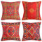 Kelim Kissenbezüge 50 x 50 cm Rot Ethnischer Türkischer Teppich Mustern Dekoration Kissenbezug Orientalischem Baumwolle Leinen Kissenhülle Sofa Deko Kissen Bezug für Zuhause Couch Outdoor,4er Set