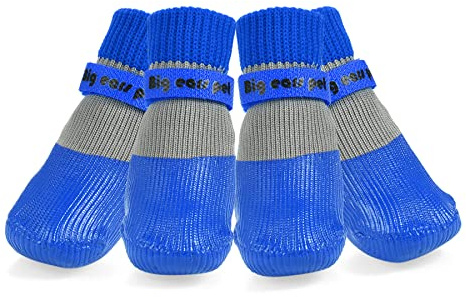 Avaner Hundeschuhe 4pcs Pfotenschutz Hundesocken wasserdichte Hundestiefel mit Anti-Rutsch Sohle Regenschutz Hundeschuhe für Indoor & Outdoor Sport Blau (Größe L)